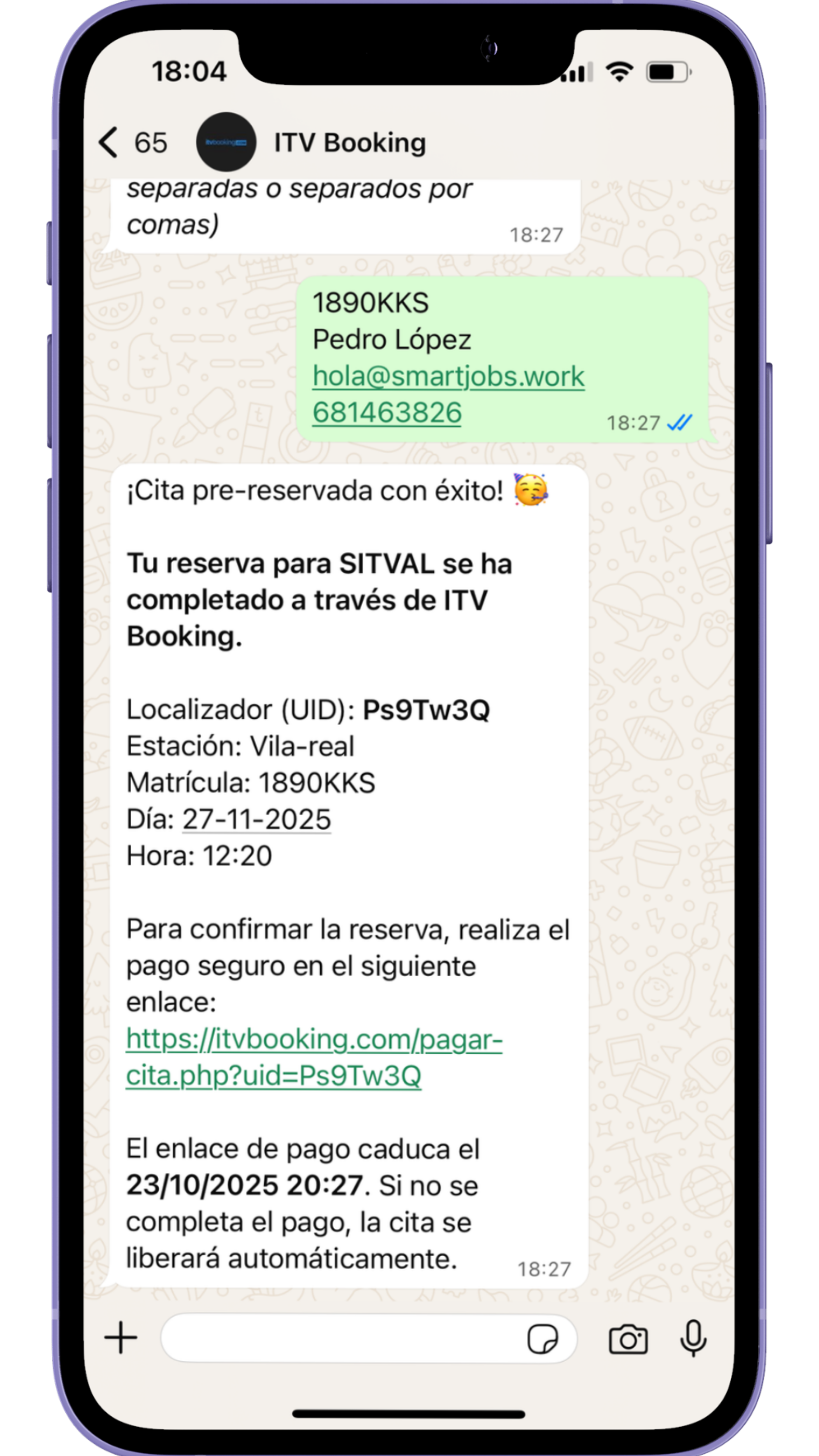 Pide cita en SITVAL por WhatsApp con La Guantera